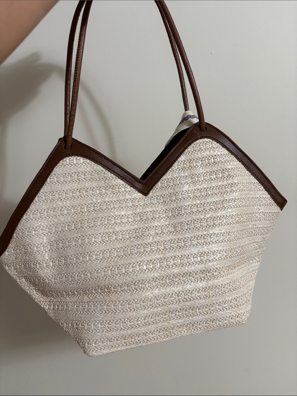 Upcycled authentic LV Straw tote Bag - Picture 3 of 9